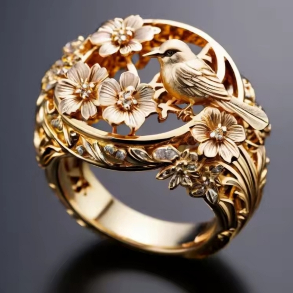 Vintage Flower Bird Motif Shape Special Beads Caps High Quality Ring Jewelry